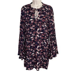 Loveriche Boho Dress Womens Large Floral Hippie Bell Sleeve Festival Flowy Shift